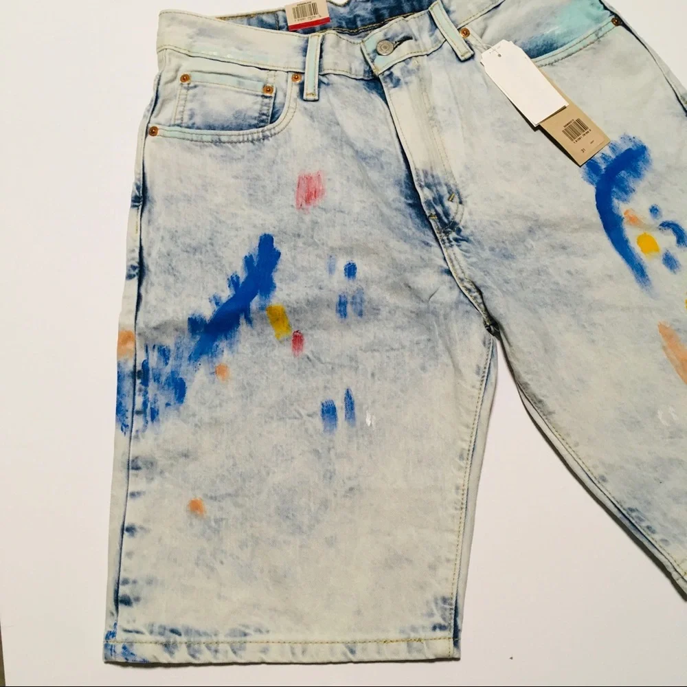 NWT Levi’s 569 Loose Straight Unique Paint Denim Jean Shorts Men's Size 31 NEW - Picture 3 of 12